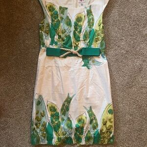 We Love Vera White Dress with Fish Print and Belt